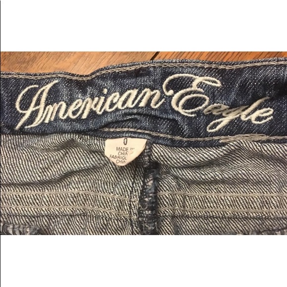 American Eagle Distressed Denim Skirt Rip Boho 0 - Picture 3 of 3